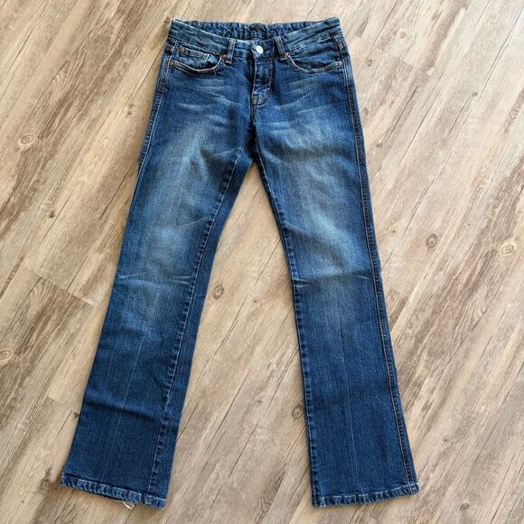 7 For All Mankind A Pocket Flare Leg Jeans Size 26 Back Pocket Embroidered Bling - Picture 2 of 11